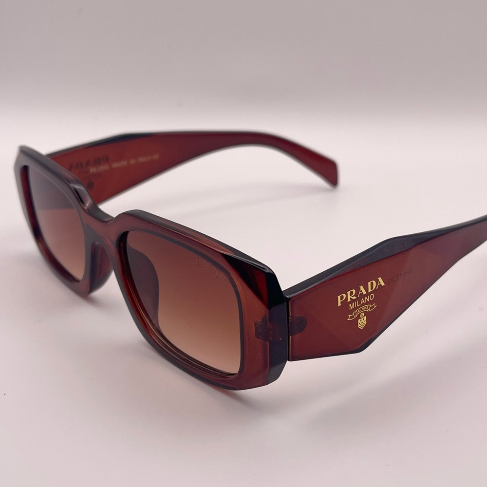 Prada Sunglasses PR17WS Brown Rectangle Unisex - NWT